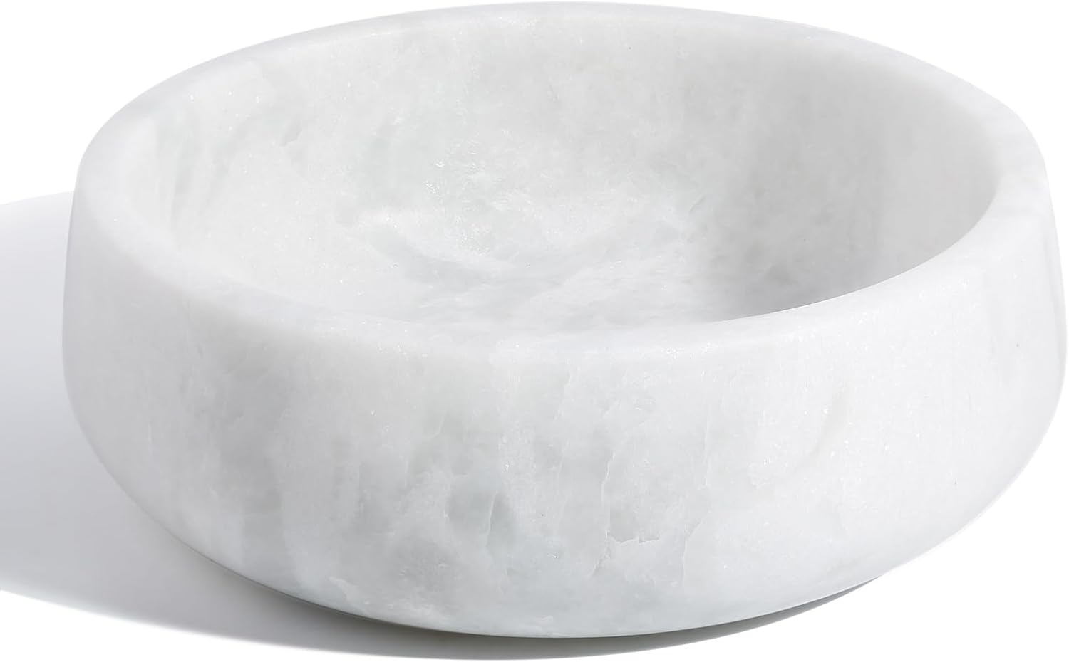 White Marble Dog Bowls  Non-Slip Dog Food Water Bowl Small  Heavy Duty Pet Bowl for Cats and Medium Dogs  Weighted African Natural Marble  Holds 4 Cups(5lbs)
